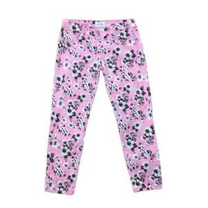 Pink Floral Lola Cropped Jegging Size 7/8 Black White Stretch Aeropostale